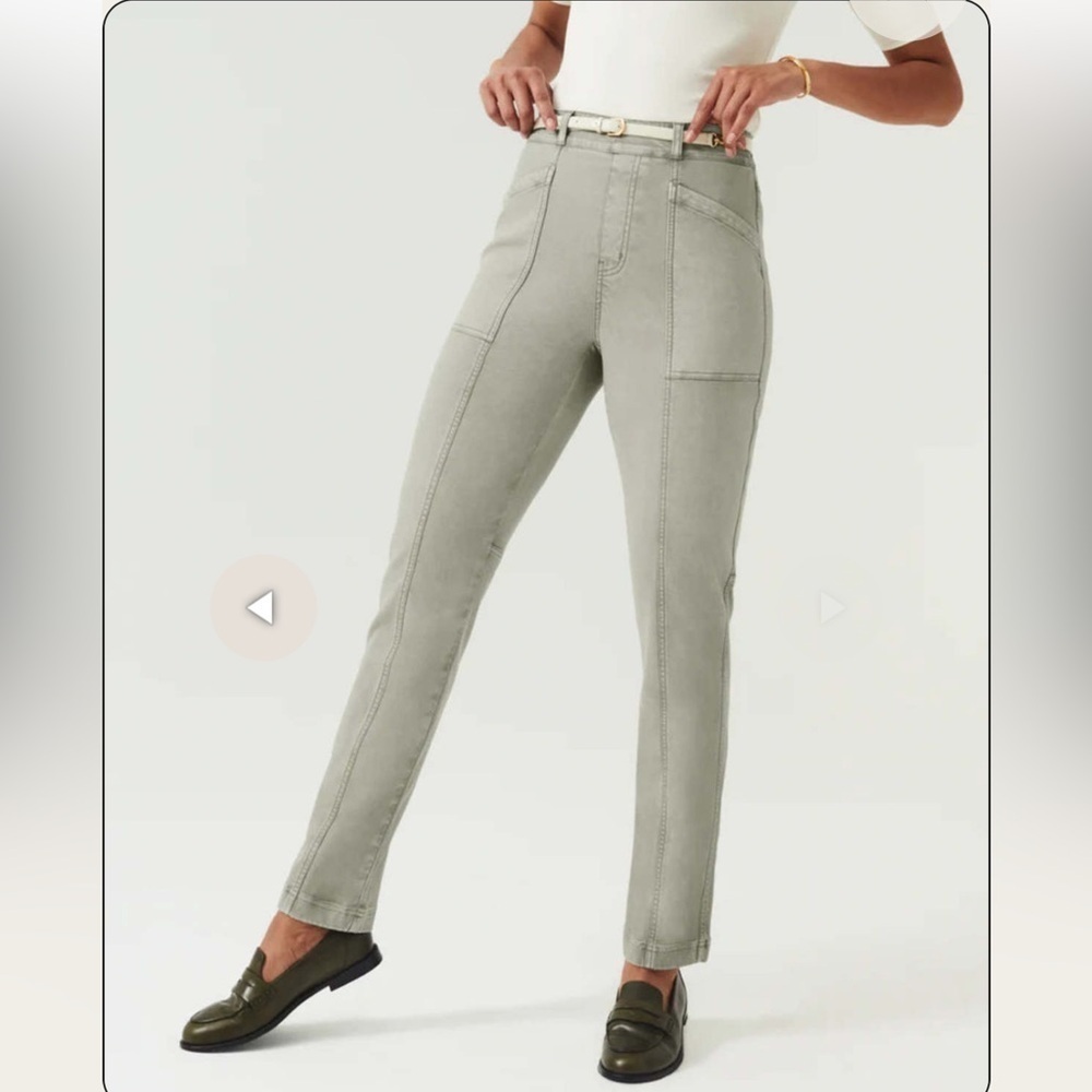 Spanx Hazy olive oil Stretch Twill Straight Leg Pants Career Work Size medium